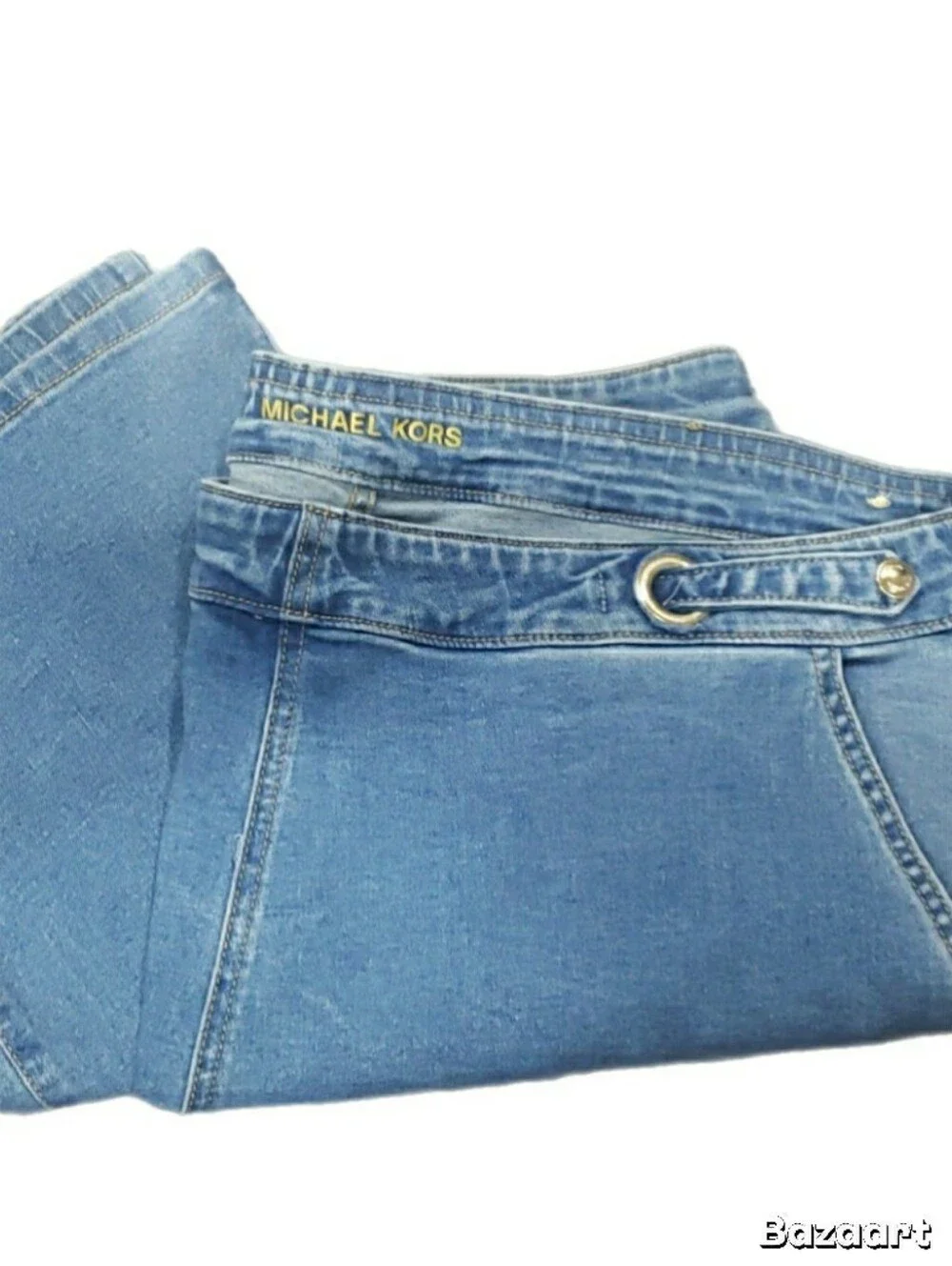Michael Kors Light Blue Stretch Denim Boot Cut Jeans with Grommet Detail, 20W